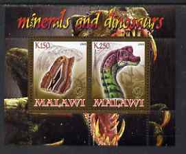 Malawi 2008 Minerals & Dinosaurs perf sheetlet #2 containing 2 values with Scout Logo unmounted mint, stamps on , stamps on  stamps on minerals, stamps on  stamps on dinosaurs, stamps on  stamps on scouts