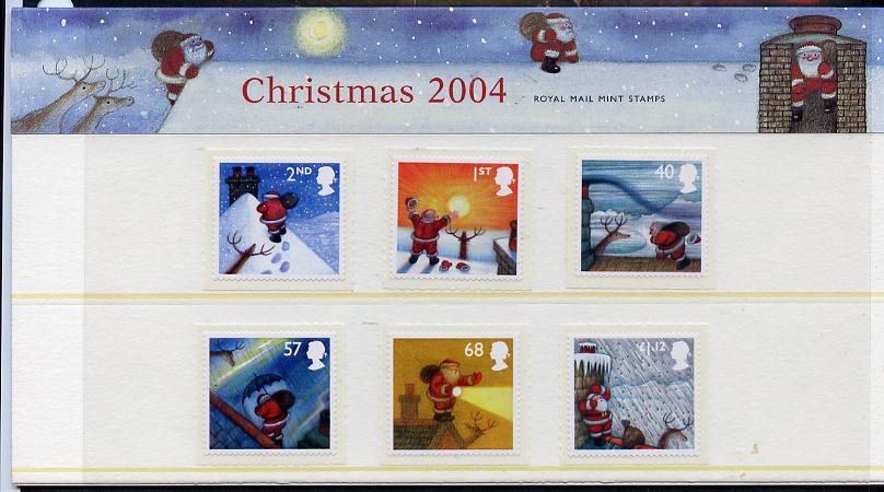 Great Britain 2004 Christmas self adhesive set of 6 values in official presentation pack unmounted mint, SG 2495-2500, stamps on , stamps on  stamps on christmas, stamps on  stamps on self adhesive, stamps on  stamps on santa