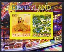 Malawi 2008 Disneyland imperf sheetlet #1 containing 2 values unmounted mint, stamps on disney
