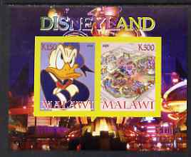 Malawi 2008 Disneyland imperf sheetlet #3 containing 2 values unmounted mint, stamps on disney