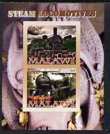 Malawi 2008 Steam Railways imperf sheetlet #2 containing 2 values unmounted mint, stamps on railways