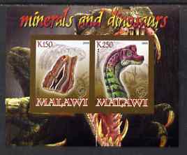 Malawi 2008 Minerals & Dinosaurs imperf sheetlet #2 containing 2 values with Scout Logo unmounted mint, stamps on , stamps on  stamps on minerals, stamps on  stamps on dinosaurs, stamps on  stamps on scouts