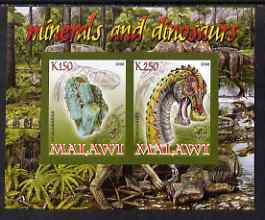 Malawi 2008 Minerals & Dinosaurs imperf sheetlet #3 containing 2 values with Scout Logo unmounted mint, stamps on , stamps on  stamps on minerals, stamps on  stamps on dinosaurs, stamps on  stamps on scouts