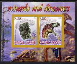 Malawi 2008 Minerals & Dinosaurs imperf sheetlet #4 containing 2 values with Scout Logo unmounted mint, stamps on , stamps on  stamps on minerals, stamps on  stamps on dinosaurs, stamps on  stamps on scouts