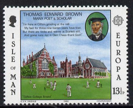 Isle of Man 1980 Europa - Thomas Edward Brown (Poet) Cricket Match 13.5p unmounted mint, SG 178, stamps on europa, stamps on poetry, stamps on cricket