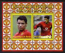 Benin 2008 Football Stars perf sheetlet #2 containing 2 values (Cristiano Ronaldo) unmounted mint, stamps on personalities, stamps on sport, stamps on football