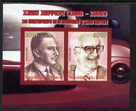 Benin 2008 Enzo Ferrari - 120th Birth Anniversary imperf sheetlet #1 containing 2 values with Rotary unmounted mint, stamps on personalities, stamps on cars, stamps on ferrari, stamps on rotary