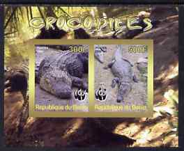 Benin 2008 WWF - Crocodiles imperf sheetlet containing 2 values unmounted mint, stamps on , stamps on  stamps on crocodiles, stamps on  stamps on  wwf , stamps on  stamps on reptiles