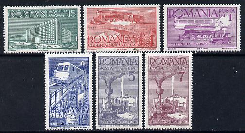 Rumania 1939  70th Anniversary of Rumanian Railways set of 6 unmounted mint, SG 1422-27, Mi 609-14, stamps on railways