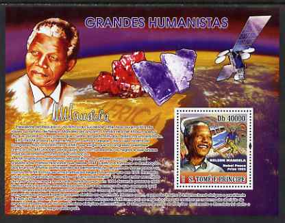 St Thomas & Prince Islands 2007 Nelson Mandela perf s/sheet containing 1 value with Minerals unmounted mint , stamps on , stamps on  stamps on personalities, stamps on  stamps on minerals, stamps on  stamps on mandela, stamps on  stamps on nobel, stamps on  stamps on personalities, stamps on  stamps on mandela, stamps on  stamps on nobel, stamps on  stamps on peace, stamps on  stamps on racism, stamps on  stamps on human rights