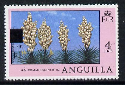 Anguilla 1979 Provisional 14c on 4c (Spanish Bayonet) with surch inverted, SG 346a unmounted mint, stamps on , stamps on  stamps on flowers