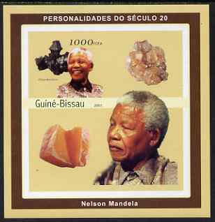 Guinea - Bissau 2001 Nelson Mandela & Minerals #1 imperf s/sheet containing 1 value (Hausmannite) unmounted mint Mi 1980, stamps on , stamps on  stamps on personalities, stamps on  stamps on nobel, stamps on  stamps on mandela, stamps on  stamps on minerals, stamps on  stamps on personalities, stamps on  stamps on mandela, stamps on  stamps on nobel, stamps on  stamps on peace, stamps on  stamps on racism, stamps on  stamps on human rights