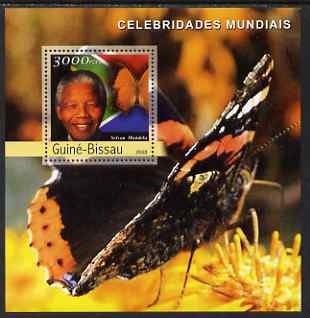 Guinea - Bissau 2003 Celebrites #2 perf s/sheet containing 1 value (Mandela) unmounted mint , stamps on personalities, stamps on nobel, stamps on mandela, stamps on butterflies, stamps on personalities, stamps on mandela, stamps on nobel, stamps on peace, stamps on racism, stamps on human rights