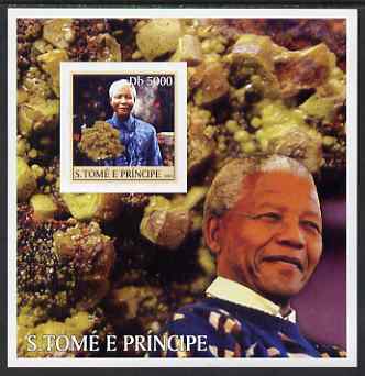 St Thomas & Prince Islands 2003 Personalities #2 imperf s/sheet containing 1 value (Mandela) unmounted mint , stamps on personalities, stamps on nobel, stamps on mandela, stamps on , stamps on personalities, stamps on mandela, stamps on nobel, stamps on peace, stamps on racism, stamps on human rights