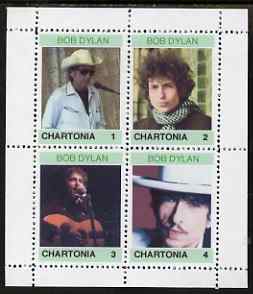 Chartonia (Fantasy) Bob Dylan perf sheetlet containing 4 values unmounted mint, stamps on , stamps on  stamps on personalities, stamps on  stamps on music, stamps on  stamps on pops, stamps on  stamps on rock, stamps on  stamps on dylan