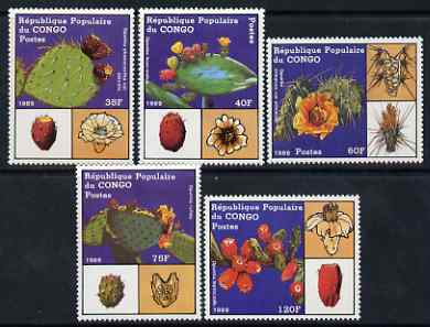 Congo 1989 Cacti perf set of 5 unmounted mint, SG 1152-57, stamps on , stamps on  stamps on flowers, stamps on  stamps on cacti