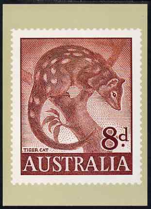 Australia 1959-64 Tiger Cat 8d Philatelic Postcard (Series 4 No.20) unused and very fine, stamps on animals, stamps on cats