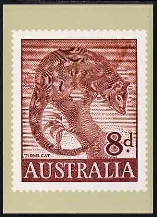 Australia 1959-64 Tiger Cat 8d Philatelic Postcard (Series 4 No.20) unused and very fine, stamps on , stamps on  stamps on animals, stamps on  stamps on cats