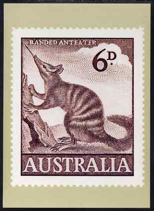 Australia 1959-64 Anteater 6d Philatelic Postcard (Series 4 No.19) unused and very fine, stamps on animals