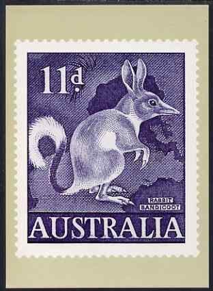 Australia 1959-64 Bandicoot 11d Philatelic Postcard (Series 4 No.22) unused and very fine, stamps on animals