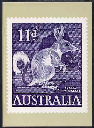 Australia 1959-64 Bandicoot 11d Philatelic Postcard (Series 4 No.22) unused and very fine, stamps on , stamps on  stamps on animals