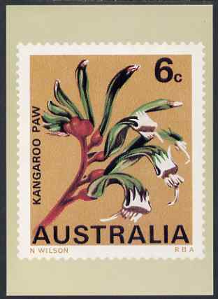 Australia 1968-71 Kangaroo Paw 6c Philatelic Postcard (Series 3 No.13) unused and very fine, stamps on flowers