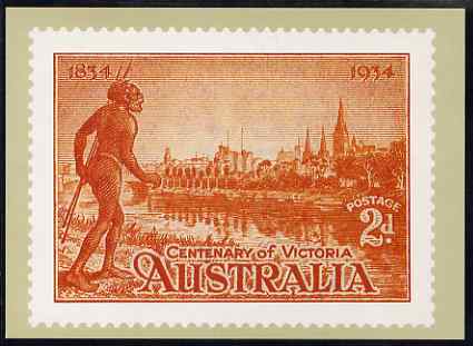 Australia 1934 Centenary of Victoria 2d (modern) Philatelic Postcard (Series 5 No.27) unused and very fine, stamps on 