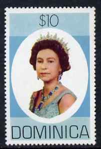 Dominica 1975-78 Queen Elizabeth II $10 unmounted mint SG 507 (gutter pairs or blocks pro-rata), stamps on royalty