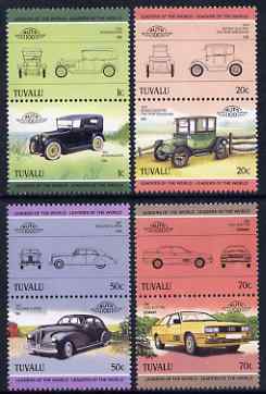 Tuvalu 1985 Cars #2 (Leaders of the World) set of 8 unmounted mint SG 321-28, stamps on cars, stamps on rickenbacker, stamps on packard, stamps on detroit, stamps on audi