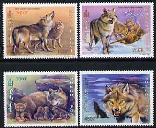 Mongolia 1999 Wolves perf set of 4 unmounted mint, SG 2775-78, stamps on animals, stamps on wolves, stamps on dogs