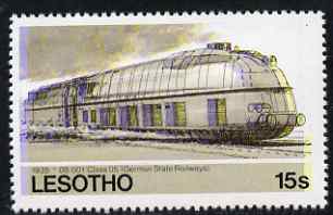 Lesotho 1984 Railways of the World 15s German Class 05 Streamlined loco with superb shift of red and blue unmounted mint (as SG 606), stamps on , stamps on  stamps on railways