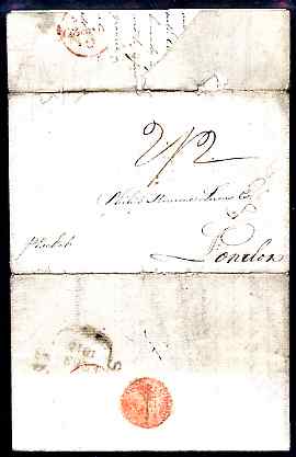 St Vincent 1815 entire to London rated 2/2 endorsed Packet\D5, stamps on 