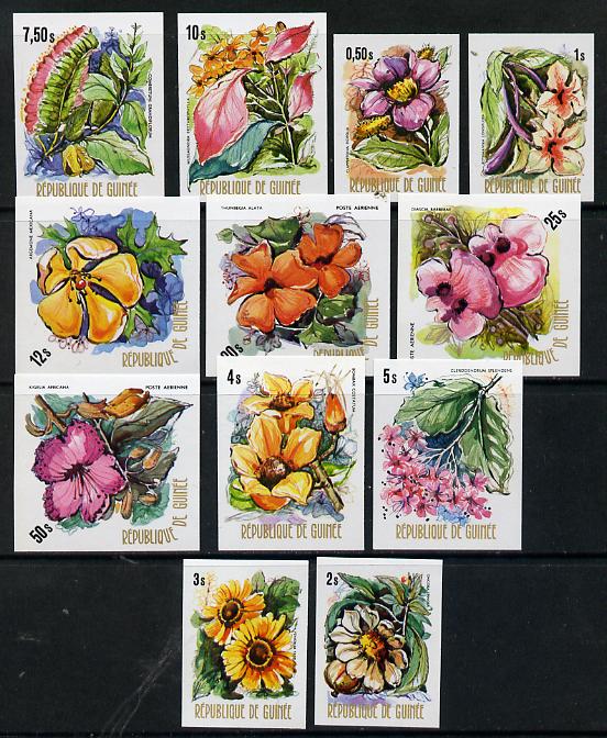 Guinea - Conakry 1974 Flowers imperf set of 12 unmounted mint, as SG 846-57 (Mi 688-99B), stamps on , stamps on  stamps on flowers