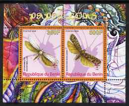 Benin 2008 Butterflies #2 perf sheetlet containing 2 values each with Scout Logo, unmounted mint, stamps on butterflies, stamps on scouts