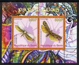 Benin 2008 Butterflies #2 perf sheetlet containing 2 values each with Scout Logo, unmounted mint, stamps on , stamps on  stamps on butterflies, stamps on  stamps on scouts