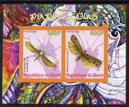 Benin 2008 Butterflies #2 imperf sheetlet containing 2 values each with Scout Logo, unmounted mint, stamps on , stamps on  stamps on butterflies, stamps on  stamps on scouts