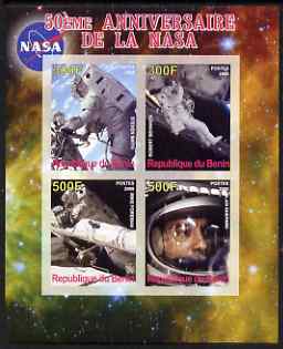 Benin 2008 NASA 50th Anniversary #2 imperf sheetlet containing 4 values, unmounted mint, stamps on , stamps on  stamps on space, stamps on  stamps on apollo, stamps on  stamps on nasa