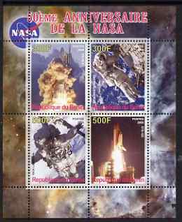 Benin 2008 NASA 50th Anniversary #3 perf sheetlet containing 4 values, unmounted mint, stamps on , stamps on  stamps on space, stamps on  stamps on apollo, stamps on  stamps on nasa