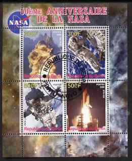 Benin 2008 NASA 50th Anniversary #3 perf sheetlet containing 4 values, fine cto used, stamps on , stamps on  stamps on space, stamps on  stamps on apollo, stamps on  stamps on nasa