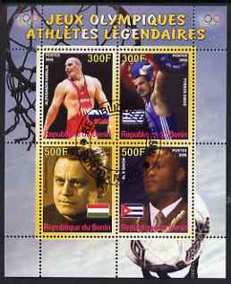 Benin 2008 Famous Olympic Athletes #1 perf sheetlet containing 4 values, fine cto used