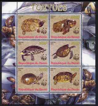 Benin 2008 WWF - Tortoises perf sheetlet containing 6 values, unmounted mint, stamps on , stamps on  stamps on , stamps on  stamps on  wwf , stamps on  stamps on tortoises