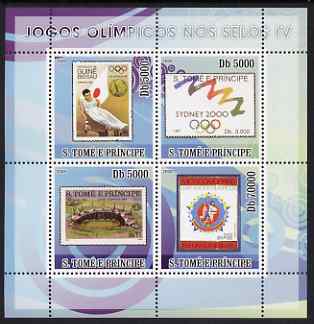 St Thomas & Prince Islands 2008 Olympic Games on Stamps #4 perf sheetlet containing 4 values unmounted mint , stamps on , stamps on  stamps on olympics, stamps on  stamps on stamp on stamp, stamps on  stamps on gymnastics, stamps on  stamps on stadia, stamps on  stamps on stamponstamp