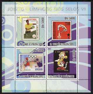 St Thomas & Prince Islands 2008 Olympic Games on Stamps #6 perf sheetlet containing 4 values unmounted mint , stamps on , stamps on  stamps on olympics, stamps on  stamps on stamp on stamp, stamps on  stamps on boxing, stamps on  stamps on table tennis, stamps on  stamps on stamponstamp