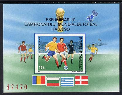 Rumania 1990 Football World Cup #1 imperf m/sheet, Mi BL 260, stamps on flags  football   sport 