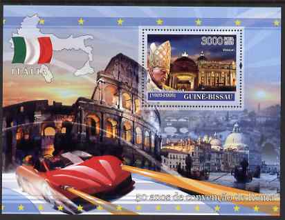 Guinea - Bissau 2008 Europa - 50 Years of Treaty of Rome - Italy perf souvenir sheet unmounted mint , stamps on , stamps on  stamps on europa, stamps on  stamps on personalities, stamps on  stamps on flags, stamps on  stamps on maps, stamps on  stamps on pope, stamps on  stamps on ferrari, stamps on  stamps on cars, stamps on  stamps on 