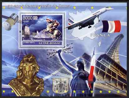 Guinea - Bissau 2008 Europa - 50 Years of Treaty of Rome - France perf souvenir sheet unmounted mint , stamps on europa, stamps on personalities, stamps on flags, stamps on maps, stamps on napoleon, stamps on horses, stamps on concorde, stamps on aviation, stamps on eiffel tower, stamps on museums, stamps on 