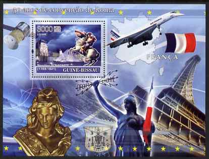 Guinea - Bissau 2008 Europa - 50 Years of Treaty of Rome - France perf souvenir sheet unmounted mint , stamps on , stamps on  stamps on europa, stamps on  stamps on personalities, stamps on  stamps on flags, stamps on  stamps on maps, stamps on  stamps on napoleon, stamps on  stamps on horses, stamps on  stamps on concorde, stamps on  stamps on aviation, stamps on  stamps on eiffel tower, stamps on  stamps on museums, stamps on  stamps on 