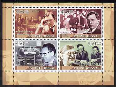 Guinea - Bissau 2008 Chess Champions #2 perf sheetlet containing 4 values unmounted mint , stamps on chess