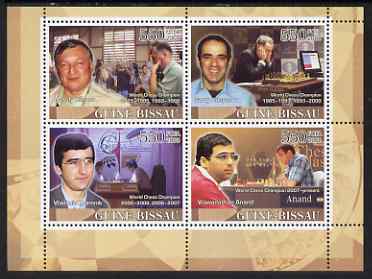Guinea - Bissau 2008 Chess Champions #4 perf sheetlet containing 4 values unmounted mint , stamps on chess