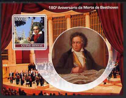 Guinea - Bissau 2007 Ludwig Van Beethoven perf souvenir sheet unmounted mint , stamps on personalities, stamps on composers, stamps on music, stamps on bethoven, stamps on personalities, stamps on beethoven, stamps on opera, stamps on music, stamps on composers, stamps on deaf, stamps on disabled, stamps on masonry, stamps on masonics